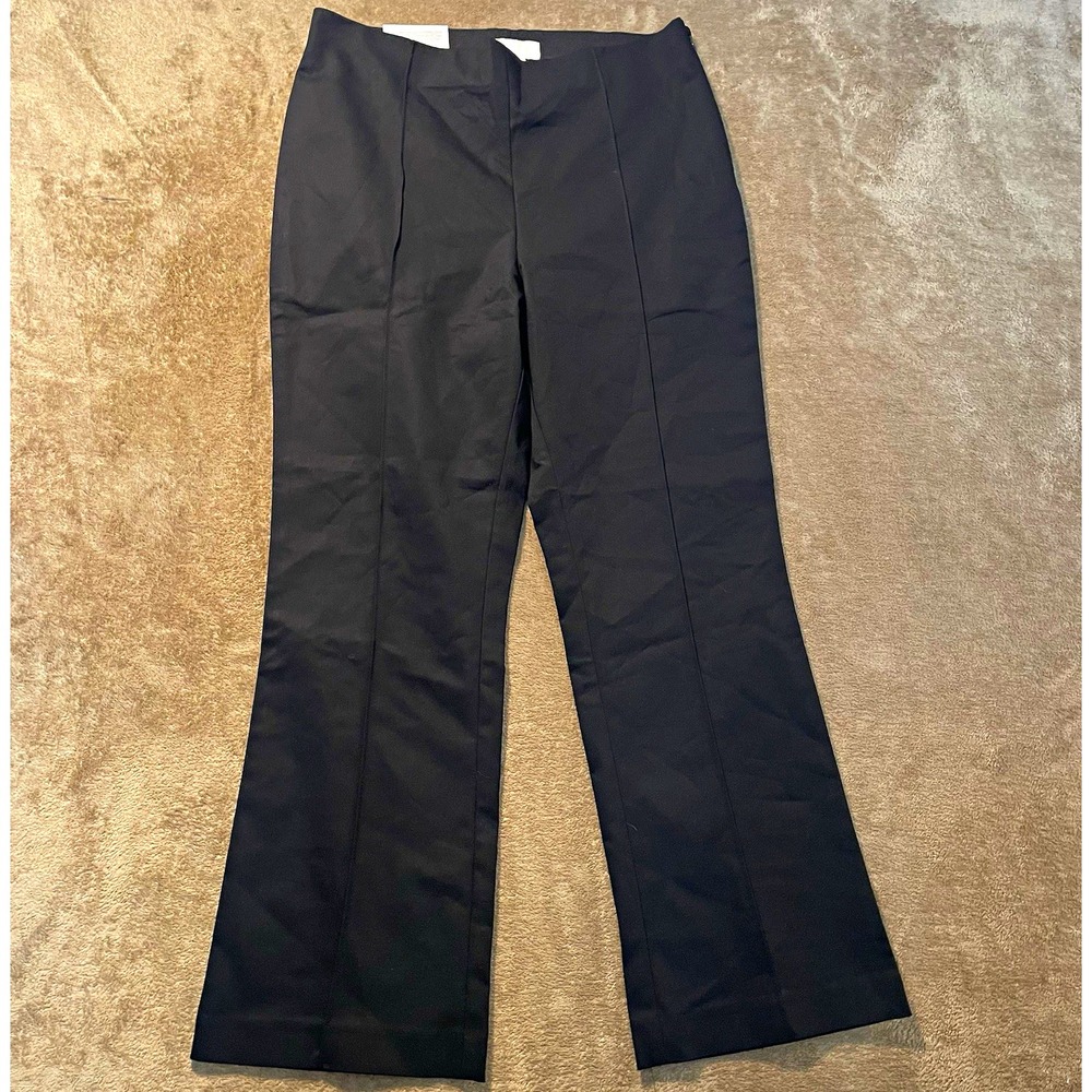 NWT H&M Pants Women's 10 Kick Flare Black High Waist Ankle Stretch Elastic Zip